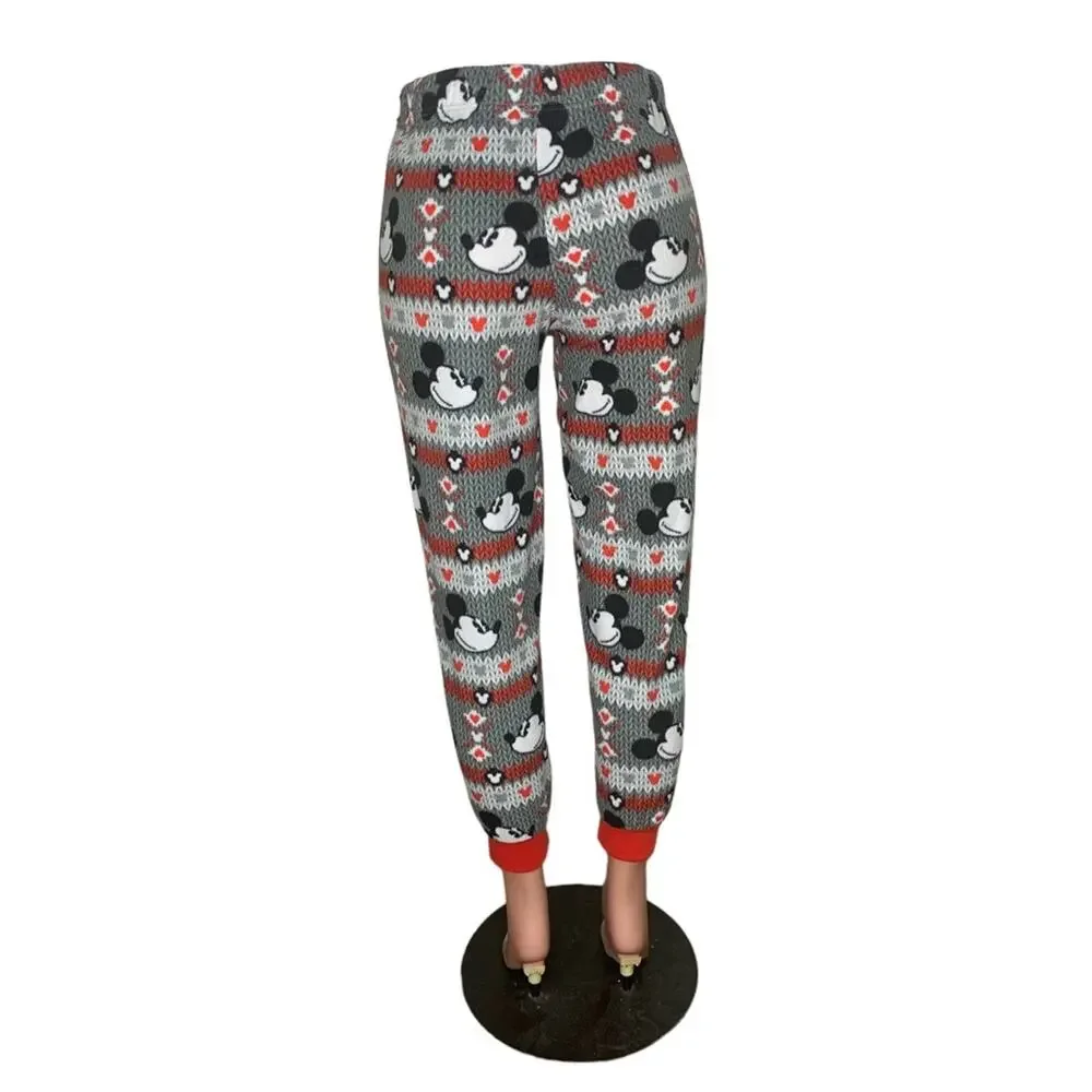 Disney Cuffed Joggers Pajama Pants Gray Black And Red Size S Drawstring - Picture 2 of 10
